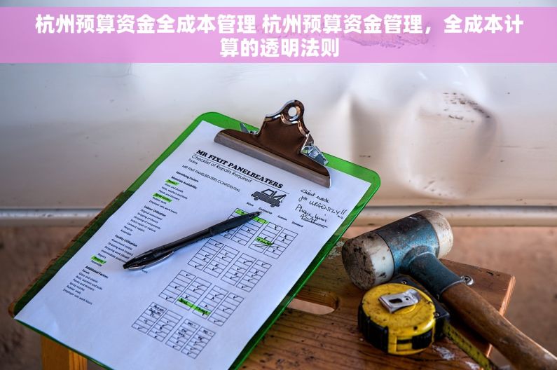 杭州预算资金全成本管理 杭州预算资金管理，全成本计算的透明法则