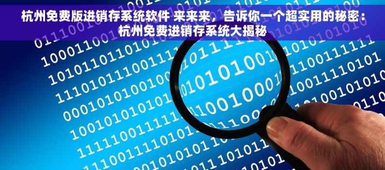 杭州免费版进销存系统软件 来来来，告诉你一个超实用的秘密：杭州免费进销存系统大揭秘