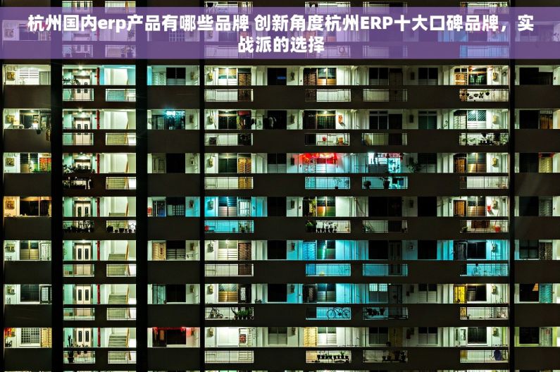杭州国内erp产品有哪些品牌 创新角度杭州ERP十大口碑品牌，实战派的选择
