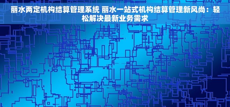 丽水两定机构结算管理系统 丽水一站式机构结算管理新风尚：轻松解决最新业务需求