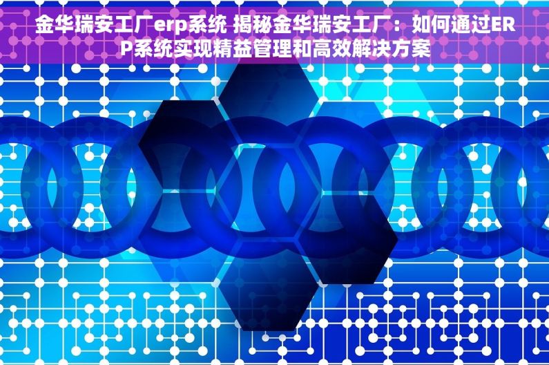 金华瑞安工厂erp系统 揭秘金华瑞安工厂：如何通过ERP系统实现精益管理和高效解决方案