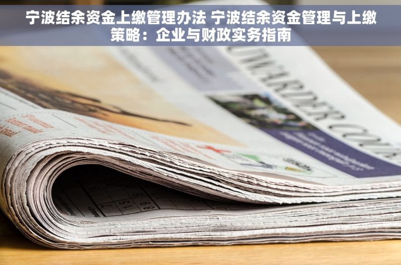 宁波结余资金上缴管理办法 宁波结余资金管理与上缴策略：企业与财政实务指南