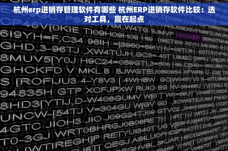 杭州erp进销存管理软件有哪些 杭州ERP进销存软件比较：选对工具，赢在起点