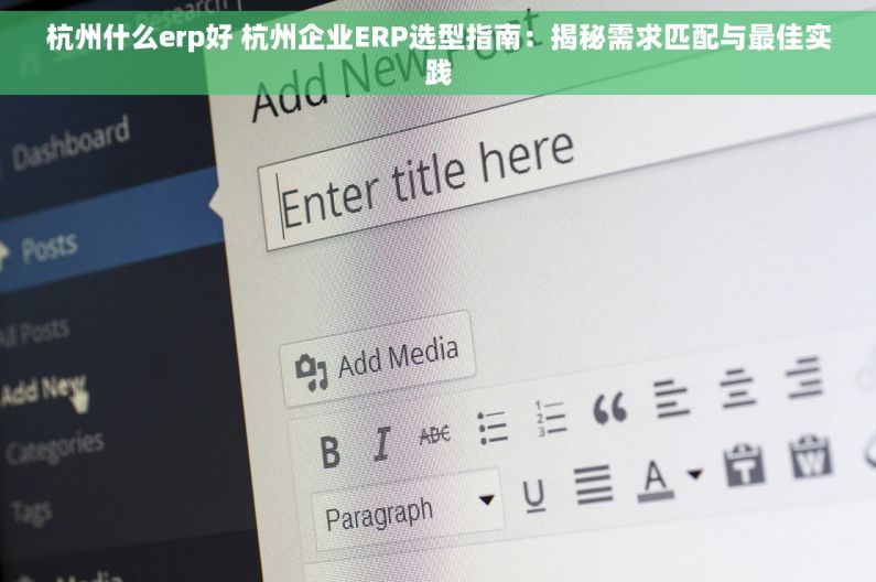 杭州什么erp好 杭州企业ERP选型指南：揭秘需求匹配与最佳实践