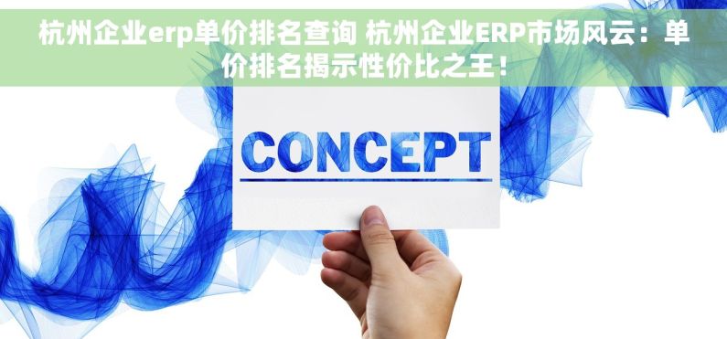 杭州企业erp单价排名查询 杭州企业ERP市场风云：单价排名揭示性价比之王！