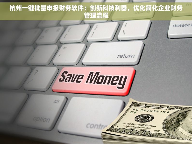 杭州一键批量申报财务软件：创新科技利器，优化简化企业财务管理流程