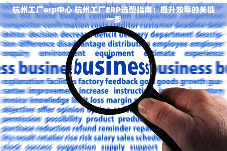 杭州工厂erp中心 杭州工厂ERP选型指南：提升效率的关键一步