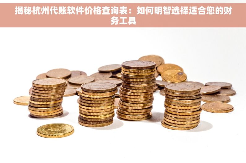 揭秘杭州代账软件价格查询表：如何明智选择适合您的财务工具