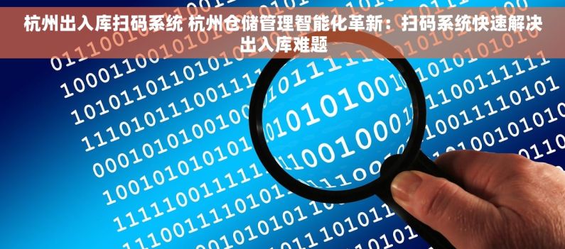 杭州出入库扫码系统 杭州仓储管理智能化革新：扫码系统快速解决出入库难题