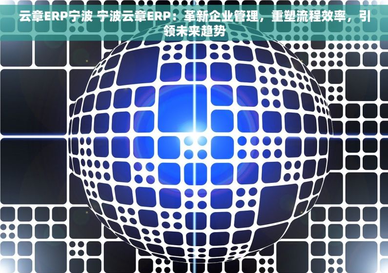 云章ERP宁波 宁波云章ERP：革新企业管理，重塑流程效率，引领未来趋势