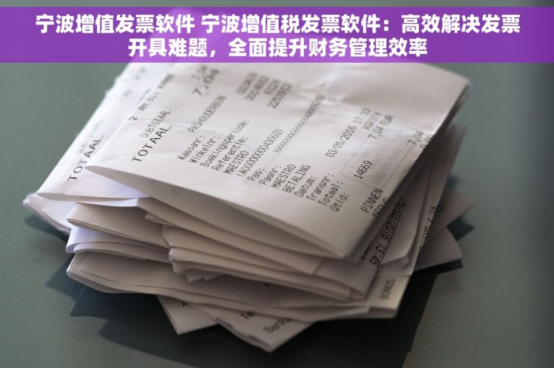 宁波增值发票软件 宁波增值税发票软件：高效解决发票开具难题，全面提升财务管理效率