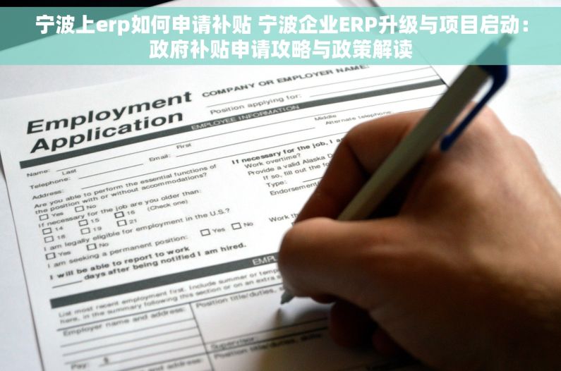 宁波上erp如何申请补贴 宁波企业ERP升级与项目启动：政府补贴申请攻略与政策解读