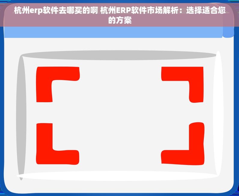 杭州erp软件去哪买的啊 杭州ERP软件市场解析：选择适合您的方案