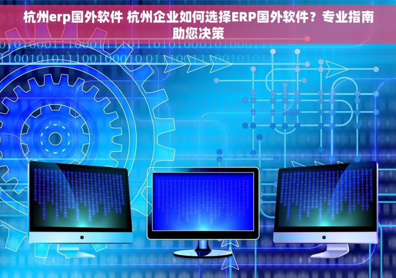 杭州erp国外软件 杭州企业如何选择ERP国外软件？专业指南助您决策