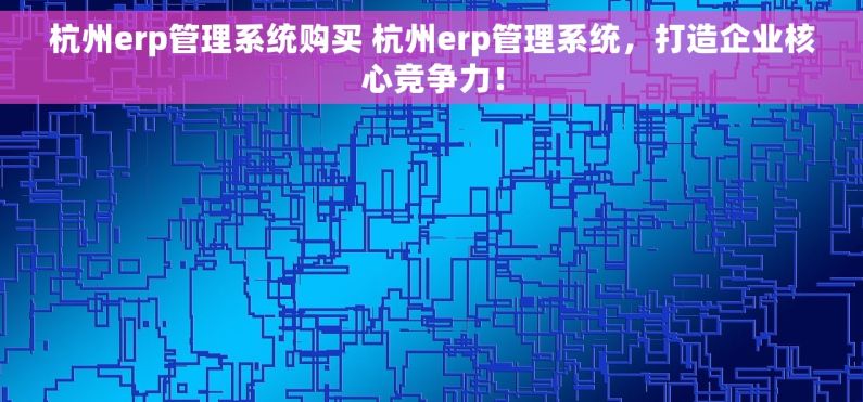 杭州erp管理系统购买 杭州erp管理系统，打造企业核心竞争力！