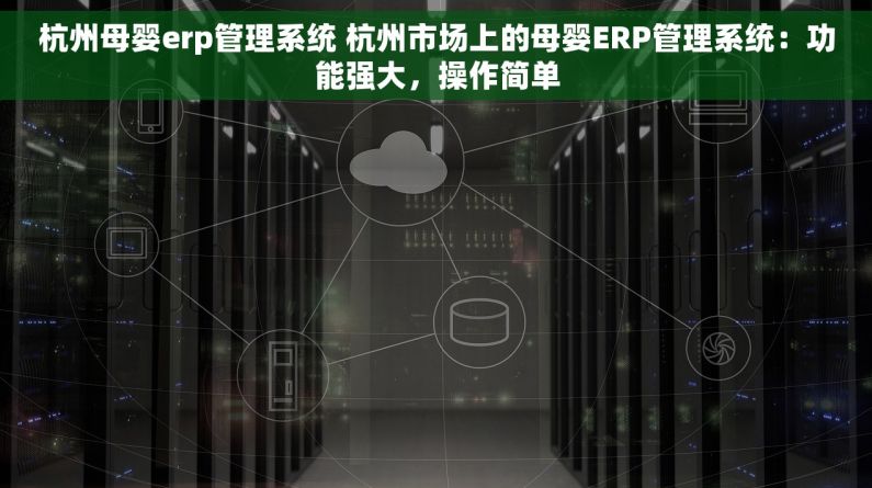 杭州母婴erp管理系统 杭州市场上的母婴ERP管理系统：功能强大，操作简单