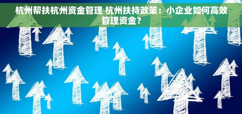 杭州帮扶杭州资金管理 杭州扶持政策：小企业如何高效管理资金？