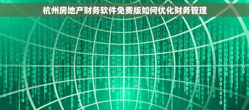 杭州房地产财务软件免费版如何优化财务管理