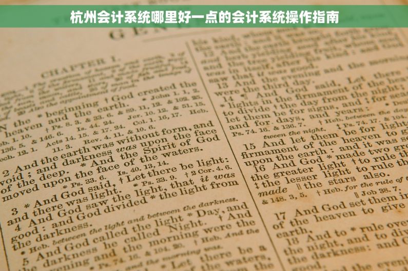 杭州会计系统哪里好一点的会计系统操作指南