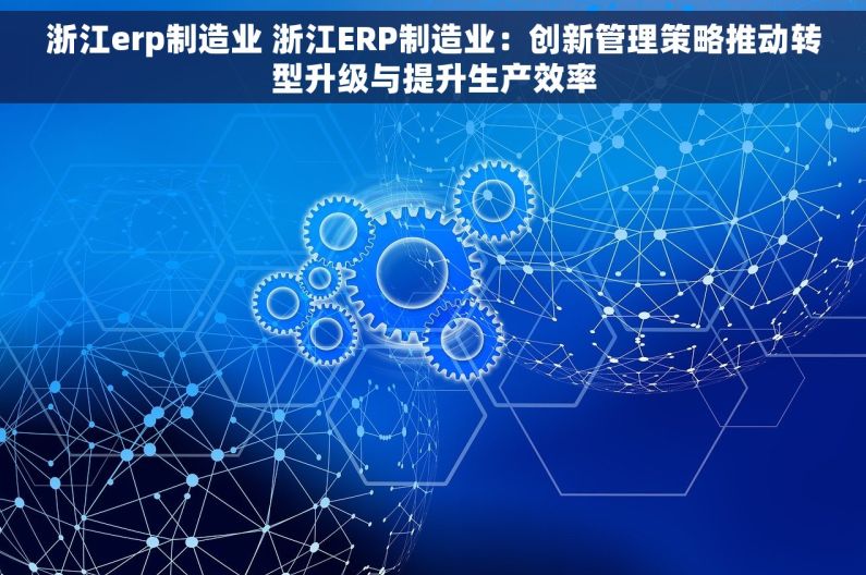 浙江erp制造业 浙江ERP制造业：创新管理策略推动转型升级与提升生产效率
