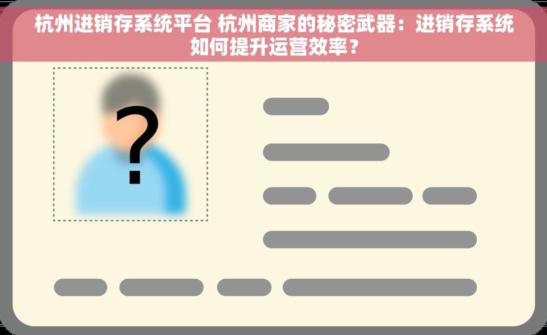 杭州进销存系统平台 杭州商家的秘密武器：进销存系统如何提升运营效率？