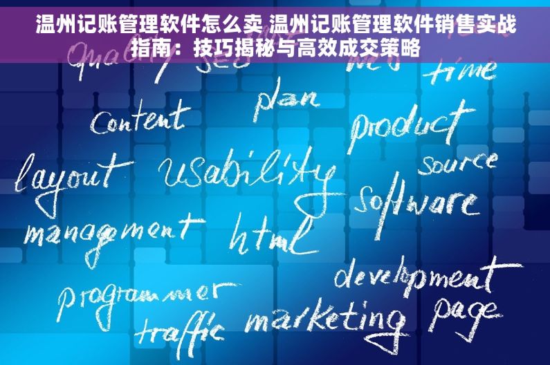 温州记账管理软件怎么卖 温州记账管理软件销售实战指南：技巧揭秘与高效成交策略