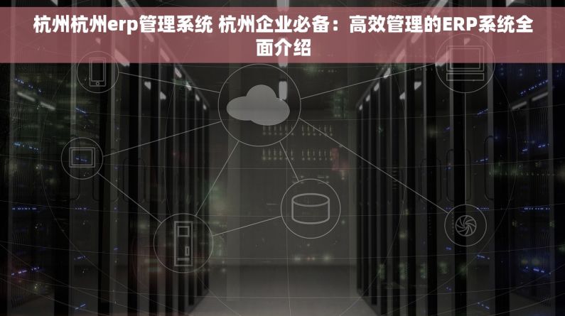 杭州杭州erp管理系统 杭州企业必备：高效管理的ERP系统全面介绍