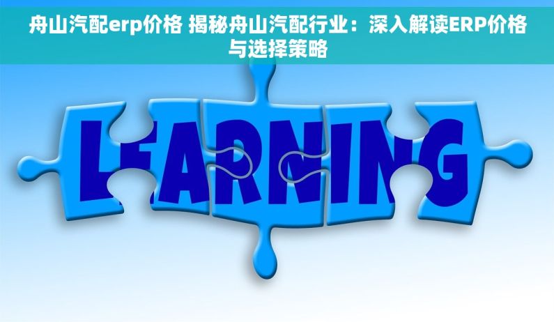 舟山汽配erp价格 揭秘舟山汽配行业：深入解读ERP价格与选择策略