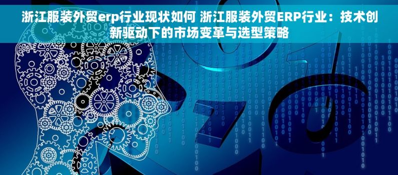 浙江服装外贸erp行业现状如何 浙江服装外贸ERP行业：技术创新驱动下的市场变革与选型策略