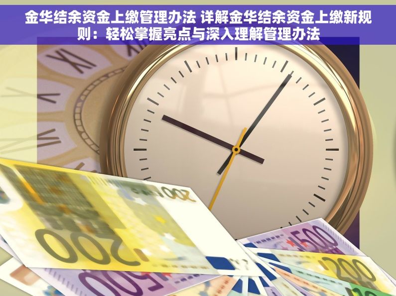 金华结余资金上缴管理办法 详解金华结余资金上缴新规则：轻松掌握亮点与深入理解管理办法