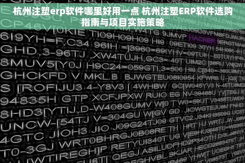 杭州注塑erp软件哪里好用一点 杭州注塑ERP软件选购指南与项目实施策略