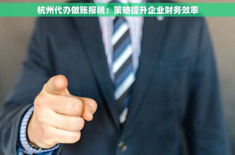 杭州代办做账报税：策略提升企业财务效率