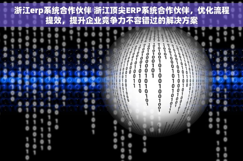浙江erp系统合作伙伴 浙江顶尖ERP系统合作伙伴，优化流程提效，提升企业竞争力不容错过的解决方案