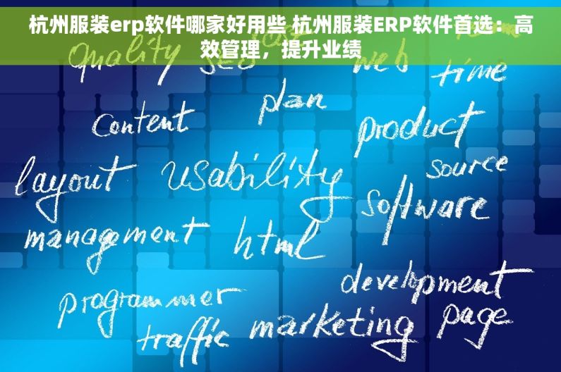 杭州服装erp软件哪家好用些 杭州服装ERP软件首选：高效管理，提升业绩