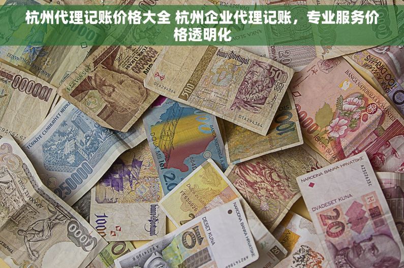 杭州代理记账价格大全 杭州企业代理记账，专业服务价格透明化