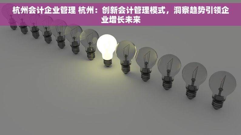 杭州会计企业管理 杭州：创新会计管理模式，洞察趋势引领企业增长未来