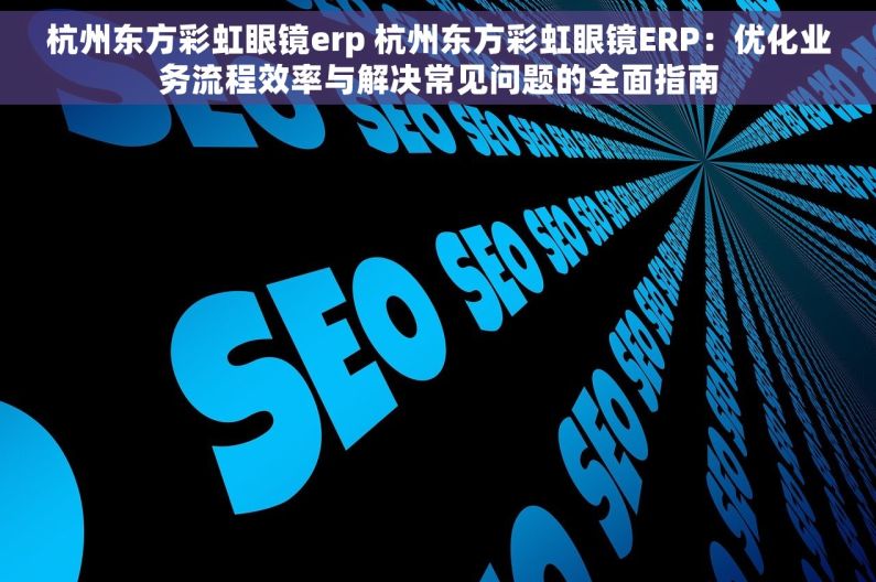 杭州东方彩虹眼镜erp 杭州东方彩虹眼镜ERP：优化业务流程效率与解决常见问题的全面指南