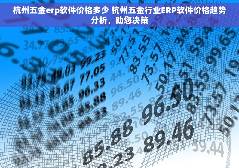 杭州五金erp软件价格多少 杭州五金行业ERP软件价格趋势分析，助您决策