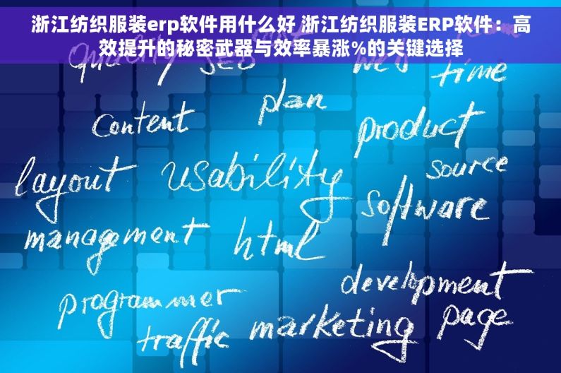 浙江纺织服装erp软件用什么好 浙江纺织服装ERP软件：高效提升的秘密武器与效率暴涨%的关键选择