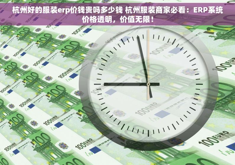 杭州好的服装erp价钱贵吗多少钱 杭州服装商家必看：ERP系统价格透明，价值无限！