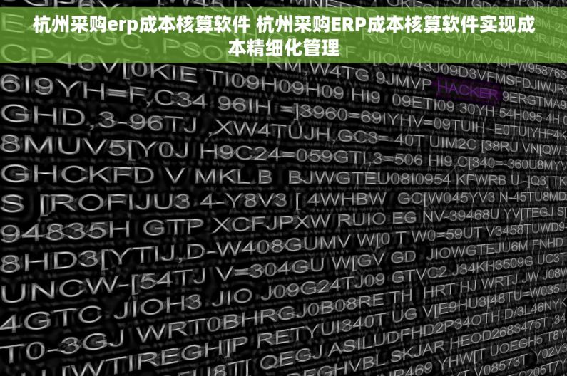 杭州采购erp成本核算软件 杭州采购ERP成本核算软件实现成本精细化管理