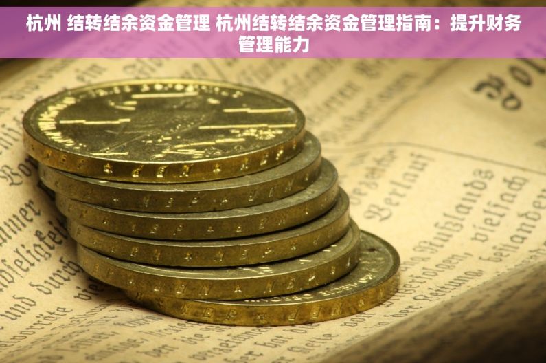 杭州 结转结余资金管理 杭州结转结余资金管理指南：提升财务管理能力
