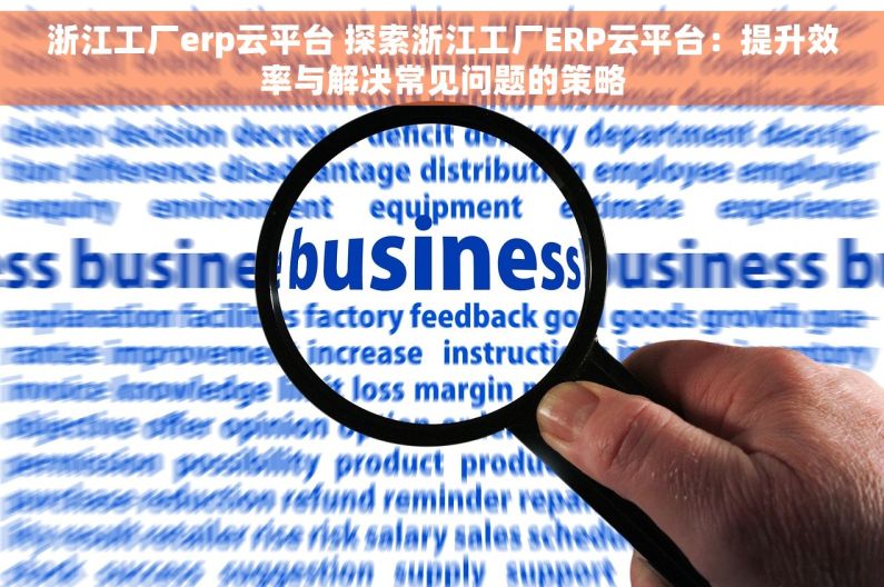 浙江工厂erp云平台 探索浙江工厂ERP云平台：提升效率与解决常见问题的策略