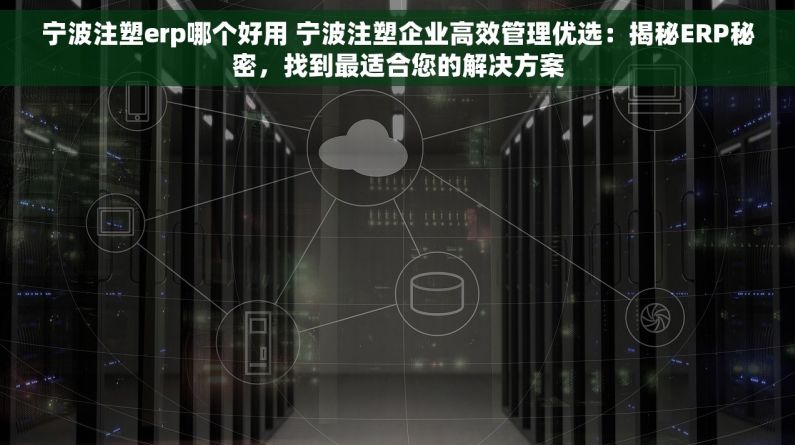 宁波注塑erp哪个好用 宁波注塑企业高效管理优选：揭秘ERP秘密，找到最适合您的解决方案