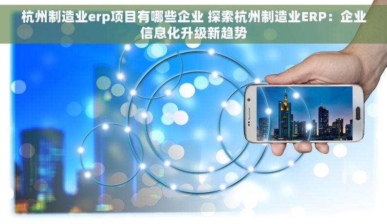 杭州制造业erp项目有哪些企业 探索杭州制造业ERP：企业信息化升级新趋势