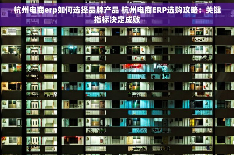 杭州电商erp如何选择品牌产品 杭州电商ERP选购攻略：关键指标决定成败