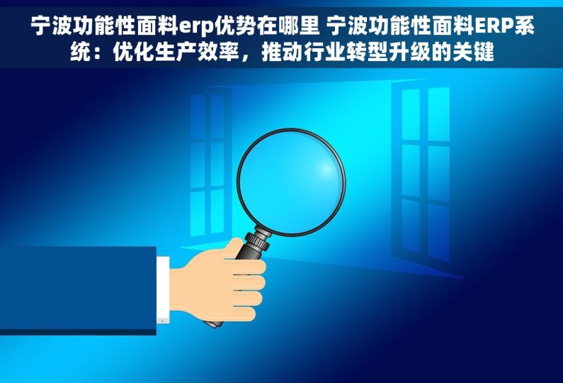 宁波功能性面料erp优势在哪里 宁波功能性面料ERP系统：优化生产效率，推动行业转型升级的关键