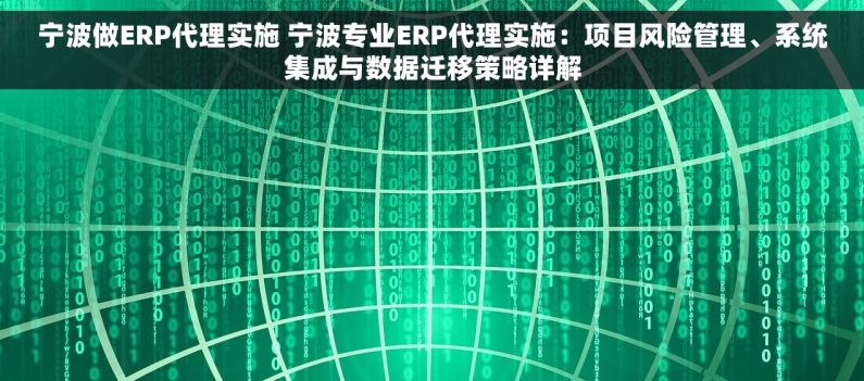 宁波做ERP代理实施 宁波专业ERP代理实施：项目风险管理、系统集成与数据迁移策略详解