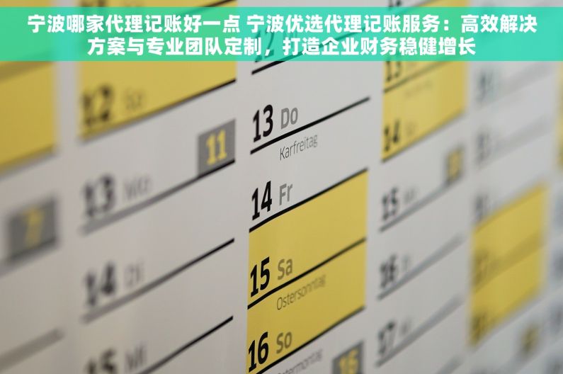 宁波哪家代理记账好一点 宁波优选代理记账服务：高效解决方案与专业团队定制，打造企业财务稳健增长