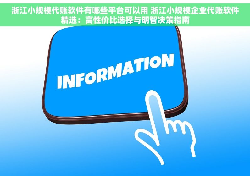 浙江小规模代账软件有哪些平台可以用 浙江小规模企业代账软件精选：高性价比选择与明智决策指南